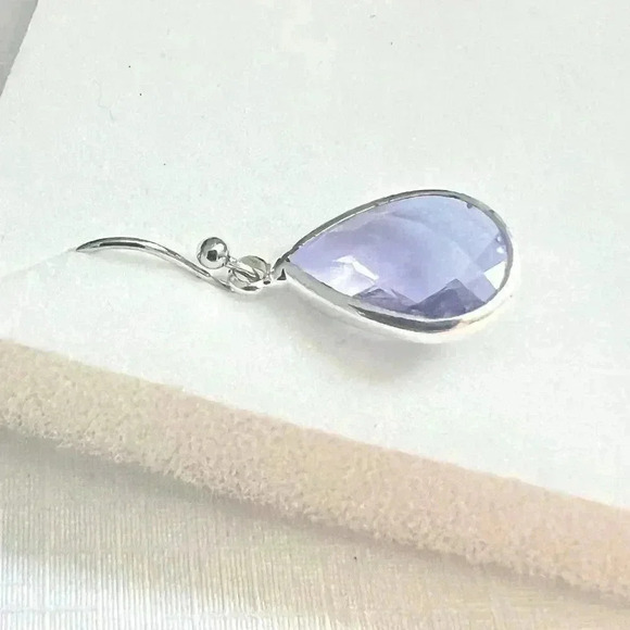 Lavender Teardrop Glass Crystal Dangle Earrings - Picture 11 of 11